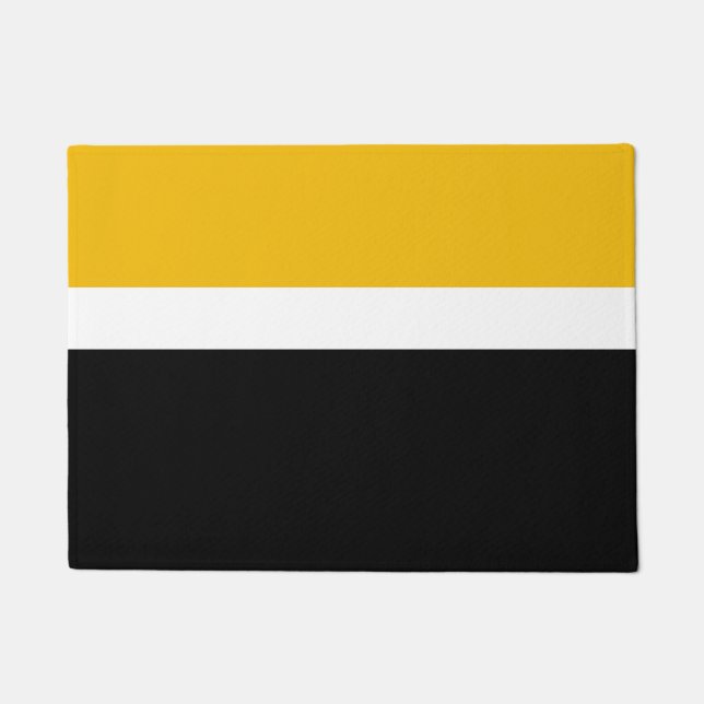 Yellow White Black Colour Block Style Design  Doormat (Front)