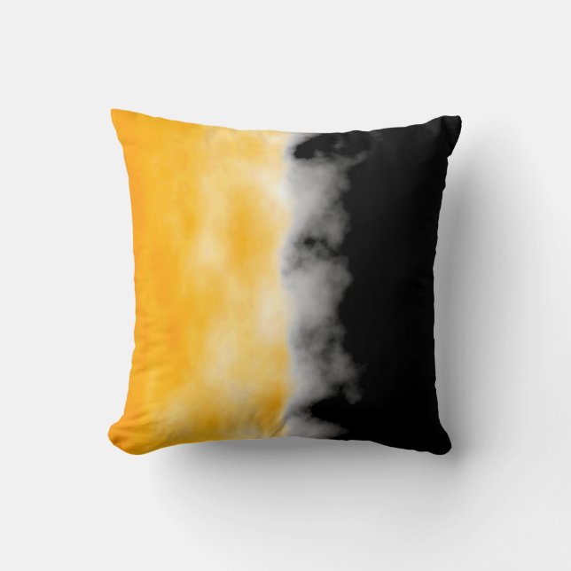 Yellow White Black Druzy Geode Slice look Throw Cushion (Front)
