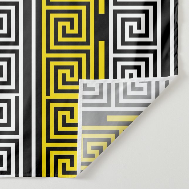 Yellow White Black Greek Key Fret Pattern Design  Tapestry (Creator Uploaded)