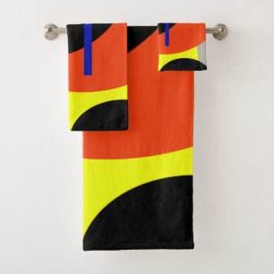 Yellow White Blue Black Abstract Art Bath Towels