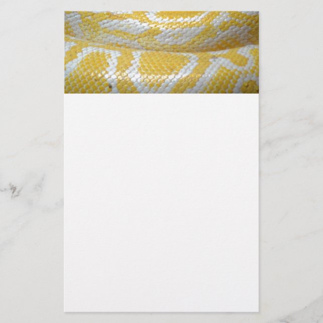 YELLOW WHITE BOA SNAKE SKIN TEXTURES REPTILES PATT STATIONERY (Front)
