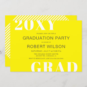 Yellow White Bold Typography Graduation Party Invitation