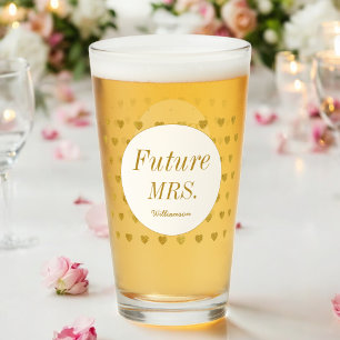 Yellow White Bridal Shower Future Mrs Glass Cup