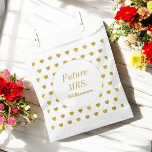 Yellow White Bridal Shower Hearts Pattern Favour Bags