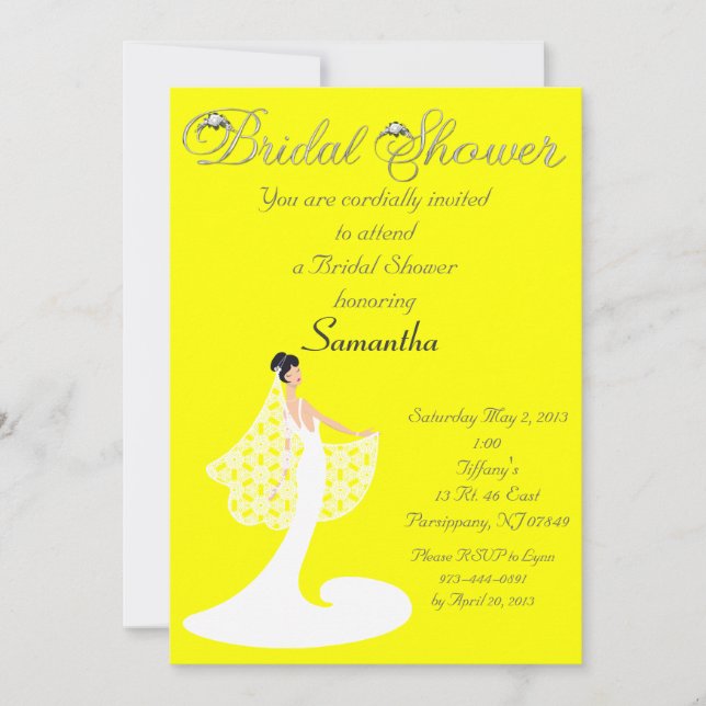 Yellow & White Bride Bridal Shower Invitation (Front)
