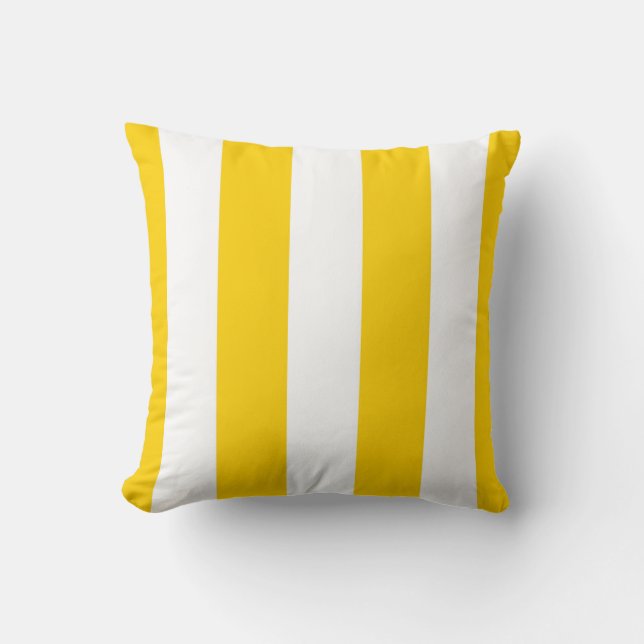 Yellow & White Broad Stripes Decorative Cushion (Front)