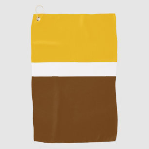 Yellow White Brown Plain Colour Block Design  Golf Towel