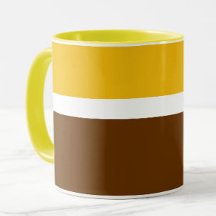 Yellow White Brown Plain Colour Block Design Mug