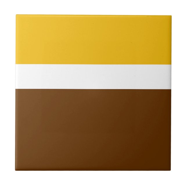 Yellow White Brown Plain Colour Block Design  Tile (Front)