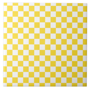 Yellow White Check Checkered Checkerboard Pattern Tile