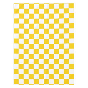 Yellow White Chequered Check Pattern Tablecloth