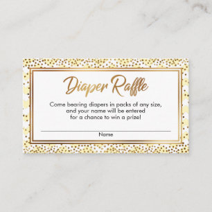 Yellow, White Chevron Confetti Diaper Raffle Cards