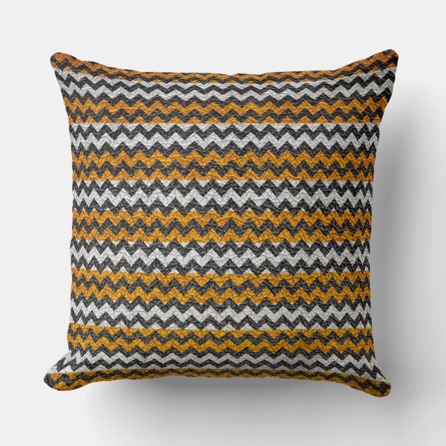 Yellow White Chevron Stripes Pattern Cushion (Front)