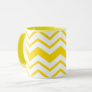 Yellow White Chevron Zigzag Pattern Design Mug