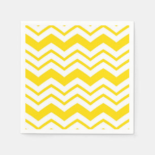 Yellow White Chevron Zigzag Pattern Design Napkin