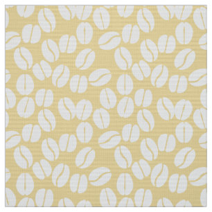 yellow white coffee beans pattern fabric