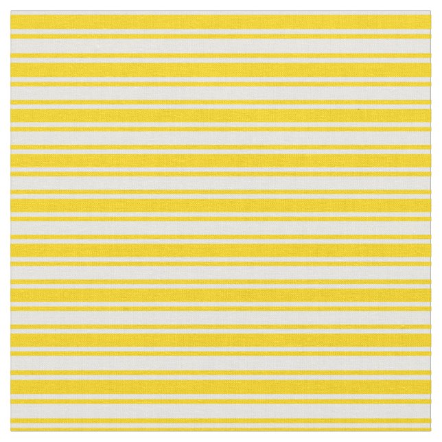 Yellow & White Coloured Lined/Striped Pattern Fabric (Close Up)