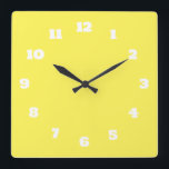 Yellow White Colourful Bright Custom Colour Decor Square Wall Clock<br><div class="desc">Printed in classy yellow and white custom colour background! You may change colours as you wish!</div>