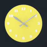 Yellow White Colourful Bright Decor Custom Colour Round Clock<br><div class="desc">Printed in classy yellow and white custom colour background! You may change colours as you wish!</div>