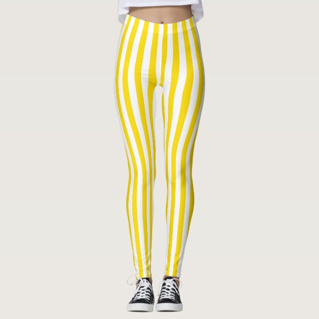 Yellow White Colours Modern Template Elegant Leggings (Front)