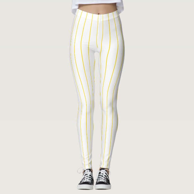 Yellow White Colours Template Elegant Modern Leggings (Front)