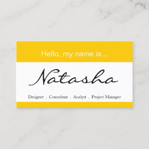 Yellow & White Corporate Name Tag - Business Card