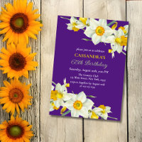 Yellow White Daffodil Floral Purple Birthday