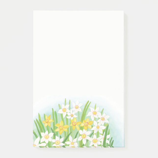 Yellow & White Daffodils Spring Post-it Notes (Front)