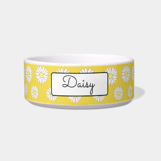 Yellow & White Daisies Personalised Dog Bowl