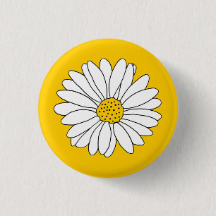 Yellow White Daisy 3 Cm Round Badge