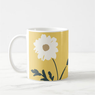 Yellow-White Daisy & Custom Text Modern Farmhouse Coffee Mug