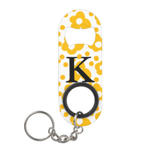 Yellow white daisy floral pattern add monogram mus