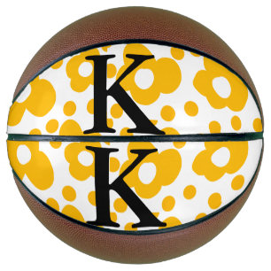 Yellow white daisy floral pattern add monogram mus basketball