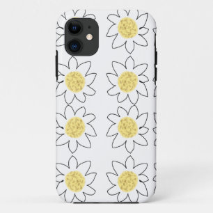 Yellow white daisy flower pattern watercolor art Case-Mate iPhone case