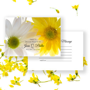 Yellow White Daisy Flowers Share a Memory Funeral  Card