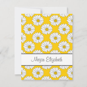 Yellow White Daisy Pattern 2 Card