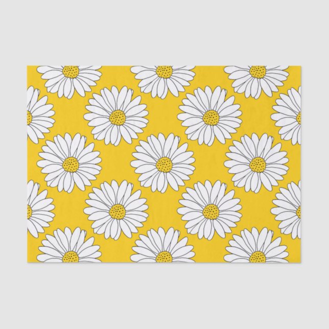 Yellow White Daisy Pattern 2 Tissue Paper (Front)