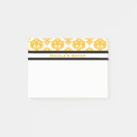 Yellow & White Damask Pattern Modern Personalised