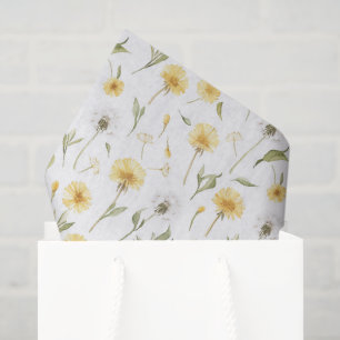 Yellow White Dandelions Flowers Birthday Tissue Paper