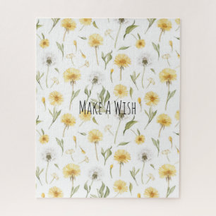 Yellow White Dandelions Flowers Make A Wish Jigsaw Puzzle