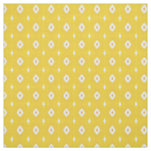 Yellow White Diamonds Geometric Pattern Fabric