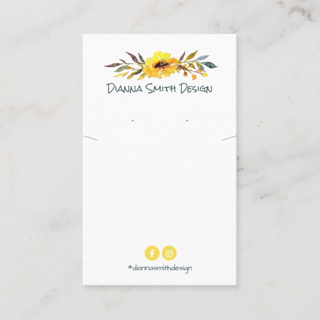 Yellow White DIY Necklace And Earring Card Holder (Front)