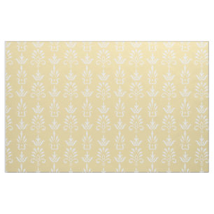 Yellow white elegant damask pattern fabric