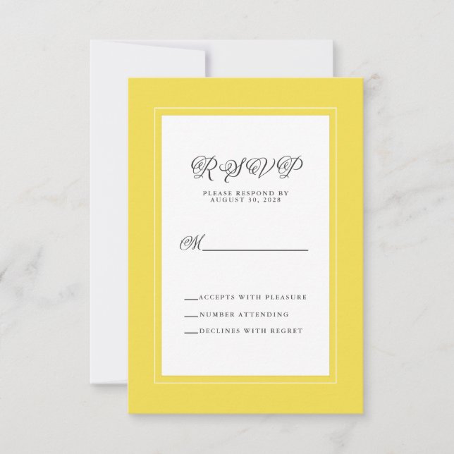 Yellow White Elegant Wedding Response Enclosure (Front)