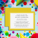 Yellow White Fiver 5 Dollar Birthday Party   Enclosure Card<br><div class="desc">Yellow and white child's Fiver (5 dollar) birthday party invitation enclosure. A Fiver birthday is a new trend in birthday parties for children. Fiver parties can teach children the value of money while allowing birthday party guests to come and enjoy the party without having to spend countless hours searching for...</div>