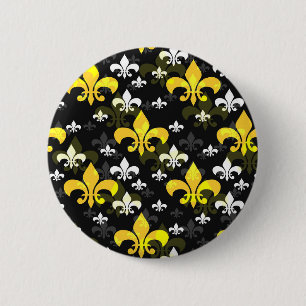 Yellow White Fleur De Lis 6 Cm Round Badge