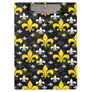 Yellow White Fleur De Lis Clipboard