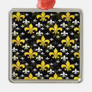 Yellow White Fleur De Lis  Metal Tree Decoration