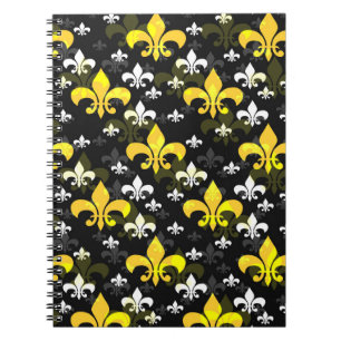 Yellow White Fleur De Lis  Notebook