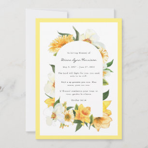 Yellow & White Floral Funeral Memorial Card